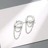 Pendientes de mujer estilo coreano, frescos y elegantes, con forma de corazón, sencillos, de doble capa, con cadena y hebilla para la oreja.