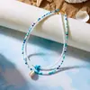 Cadena para el cuello de cuentas de arroz con forma de estrella de mar y concha, Cadena de tarjeta, Moda, Versátil, Cadena para la clavícula de cuentas de arroz para mujer
