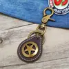 Chaveiro de Carro Masculino de Couro Decorativo Estrela de Cinco Pontas em Liga Criativa e Personalizada, Acessório de Bolsa Tendência Quente de Venda Transfronteiriça
