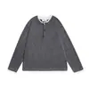 Sudadera de punto básica moderna retro japonesa con cuello redondo para hombre, camisa base lisa con cuello Henley 2652