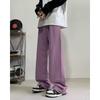 Jeans Roxo Largo para Primavera e Verão para Homens e Mulheres, Solto Lavado Americano Fino High Street Perna Reta Emagrecedor Calças