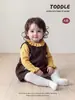 Conjunto de Dos Piezas Otoño Estilo Retro para Bebé Niña Vestido Chaleco con Lazo Infantil Suéter con Cuello de Volantes Conjunto de Dos Piezas Conjunto para Niñas
