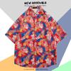 Camisa Floral Havaiana Masculina Marca Tendência Retro Solta Casual Estilo Hong Kong Chique Casal Praia Manga Curta Estilo Japonês Camisa