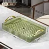 Bandeja de Taza y Juego de Té de Lujo Ligero, Bandeja Rectangular Doméstica con Drenaje, Almacenamiento para Tetera, Estante de Tazas con Drenaje de Doble Capa
