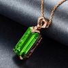 Pendente Retangular Chanfrado Quadrado Princesa Pedra Preciosa de Cristal Verde Pingente Esmeralda Incrustado com Zircônia Verde Cor Pingente Tesouro