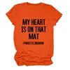 Mi Corazón Está en Ese Sitio Independiente de Deseos Estilo Europeo y Americano Camiseta Casual Simple de Manga Corta con Cuello Redondo para Mujer para Exportación