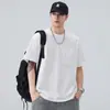 Camiseta de Manga Corta de Algodón Puro Pesado, Nuevo Estilo de Verano, Cuello Redondo, Corte Holgado, Top Versátil Casual de Color Sólido, Al por Mayor