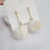 Nuevos Pendientes de Broche de Moda Especial Chapados en Oro Real Plata Real 925 Bola de Pelo Primavera y Otoño Largos Distintivos Lindos Dulces