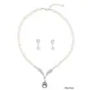 Collar de Perlas Personalizado Estilo Coreano Venta al por Mayor Set de Pendientes de Moda Galvanizados en Aleación Accesorios de Novia Cadena para Suéter para Mujer