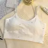 Camisola Sujetador de Algodón Puro para Niñas Dulce Versátil Ropa Interior con Tirantes Fijos y Copa Integrada Camiseta sin Mangas para Estudiantes