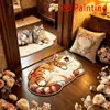 Alfombra de felpa temática de gato realista TEMU transfronteriza, imitación cachemir, alfombra gruesa para mesita de noche en el dormitorio, tapete absorbente para el baño