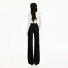 Jeans feminino transfronteiriço, estilo slim reto, forrado com fleece e espessado, estilo casual americano, calça longa preta, comprimento estendido preto