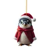 Nuevo Producto Transfronterizo, Interesante y Creativo Pingüino Pequeño Navideño Colgante Plano Acrílico Decoración de Espejo Retrovisor de Coche