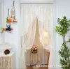 Cortina de encaje estilo francés para puerta, para uso doméstico, cortina translúcida para todas las estaciones, separador de privacidad, mosquitero, instalación sin taladro, divisor de habitación de dormitorio de doble capa