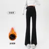Calça de Maternidade Roupa Externa 2026 Nova Calça Tubarão Calça Micro Flare Sem Apertar na Barriga Fina Para Primavera/Outono Outono/Inverno Com Veludo
