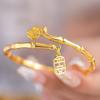 Pulsera de seguridad de bambú con sentido de alta gama de grupo pequeño, viento nacional, chapada en oro arena, pulsera de anillo de bambú de loto dorado al por mayor