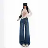 Naranja Infantil# Diseño de Cintura Trasera Personalizado Jeans de Pierna Ancha para Mujer Sueltos Adelgazantes Tendencia de Moda Pantalones Versátiles de Largo Hasta el Suelo