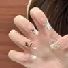 Parches de Manicura Hechos a Mano para Otoño e Invierno, Uñas Postizas, Uñas Largas, Blanqueamiento 10 Piezas de Uñas Portátiles Ojo de Gato de Cristal, Gama Alta