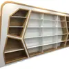 Estante Criativa Poligonal para Livros de Biblioteca, Livraria Escolar, Armário de Armazenamento de Livros de Chão e de Parede, Gabinete de Grade Combinável Multicamadas