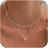 Amazon Venta Caliente Collar Cuadrado de Circonita de Cristal de Doble Capa Oro plata Collar de Onda de Agua Lujo Ligero Todo Combinable Collar de Moda Cadena
