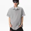 Camiseta tipo polo de manga corta unisex a rayas, imitación dos piezas, cuello camisero, moderna, versátil, de alta gama, holgada, casual, simple