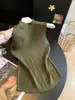 Top de Punto sin Mangas con Cuello Medio Texturizado para Mujer, Otoño Temprano 2026, Delgado y Versátil, Top Elástico sin Hombros