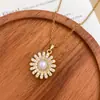 Collar Estilo Coreano Nuevo Collar de Girasol y Perla Lujo Ligero Gama Alta Versátil Moda Cadena de Clavícula Microincrustada con Circonita Accesorios