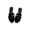 Sandalias de Cuña con Cuerda de Cáñamo Trenzada, Pantuflas Versátiles de Gamuza de Color Sólido para Mujer