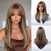 Peluca de Cabeza Completa de Cabello Largo Liso con Flequillo Natural en Capas Grande para Cuero Cabelludo - La Más Vendida de Amazon