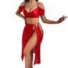 Fornecimento Transfronteiriço Comércio Exterior Europeu e Americano Novo Sexy Renda Transparente Vazado Longo Saia Roupa Íntima Sexy Conjunto de Três Peças