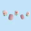 Flor Rosa Linguagem Moda Unhas Vestíveis Atacado Amor Pequena Flor Patch de Unha 24 Peças Clareamento Manicure Unhas