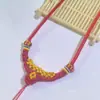 Colar de Corda Oito Fios Nó Flor de Pessegueiro Tecido à Mão Acessórios de Joias DIY Ouro Areia Jade Fivela da Paz Lótus Fábrica Atacado