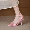 Zapatos de Tacón de Aguja con Letras Estilo Europeo y Americano para Mujer, Sandalias Sexy de Socialité con Hebilla de Satén y Punta Abierta para el Verano