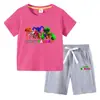 Camiseta infantil de verano 2023, nueva ropa infantil de comercio exterior, pantalones de manga corta de algodón coreano para niños, traje de dos piezas