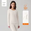 Conjunto de Ropa de Algodón Puro Clase A para Otoño para Mujer 10A Ropa Interior Térmica Antibacteriana Capa Base para Mujer Talla Extra Estilo Delgado para Invierno