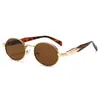 Elegantes Gafas de Sol Metálicas Ovaladas para Mujer, Gafas de Sol de Alta Gama Tendencia Ins Estilo Hip-hop Street para Hombre, Gafas de Sol Transfronterizas Europeas y Americanas