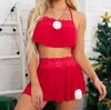 Venta al por mayor transfronteriza europea y americana de lencería erótica de moda con bordes deshilachados, diseño calado, camisón erótico transparente de talla grande para Navidad - Fuente