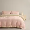 Ropa de Cama de Terciopelo de Leche Lujo Ligero Juego de Cuatro Piezas Terciopelo Coral Engrosado Felpa Sábana Funda de Almohada Funda de Edredón Juego de Cama de Tres Piezas Sábana