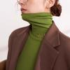 Suéter de cuello alto camisa básica para mujer otoño fino verde aguacate tejido cuello alto ajuste ceñido top interior ajustado