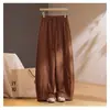 Calça Corta com Cordão de Pérolas para Mulheres 2026 Nova Moda Outono Cintura Elástica Emagrecedora Calça Corta Fluida