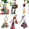 Cadena para Teléfono Móvil con Borla Colgante Caballo del Zodiaco de Madera de Durazno Sándalo Verde Llavero para Hacerse Rico Rápido Encanto de Bolsa de Buena Suerte Año del Caballo