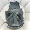 Jeans Rectos de Cintura Alta Espiga de Trigo para Mujer Primavera y Otoño 2025 Nuevo talla grande chica rellenita que Cubre Cadera Adelgazantes Holgados de Pierna Ancha