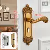 Cerradura de Puerta de Dormitorio Estilo Europeo Cerradura de Puerta Interior Sin Taladro Cerradura de Puerta Doméstica Puerta de Madera Manija de Puerta Universal Reemplazo de Cerradura de Puerta Vieja