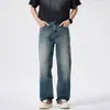 Roupas Masculinas Populares / Primavera 2026 Novo Streetwear Americano Modelagem Solta Jeans Moderno Emagrecedor Calças de Sarja Stretch Retrô
