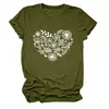 Sitio independiente de Amazon eBay en stock simple casual corazón flor hoja versátil camiseta de mujer moda manga corta