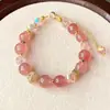 Nuevo Pulsera de Niña Colorida Primavera y Verano Flor de Durazno Cristal de Imitación Nueva Moda Fresas Transportador Pulsera Jingsen para Mujeres