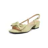 Sandalias Dulces con Moño, Punta Abierta, Tira Sencilla y Diseño Hueco en la Espalda para Mujer, Sandalias de Tacón Medio Grueso, Tallas 33-43, Wish Comercio Exterior