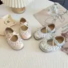 Zapatos de Princesa de Lunares y Encaje para Niñas Primavera y Otoño Zapatos de Cuero con Suela Suave y Lazo Zapatos Individuales Bajos para Bebés y Niños Pequeños