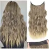 Peluca Kony Estilo Europeo y Americano Peluca para Mujer Postizo Natural Pieza Única Cabello Largo Rizado Fibra de Alta Temperatura Extensiones de Cabello con Hilo de Pescar