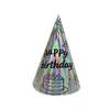 Adereço de cabeça de filme de alumínio transfronteiriço chapéu de aniversário cor sólida infantil adulto papel decorativo a laser brilhante chapéu de papel cor papel de rosto brilhante